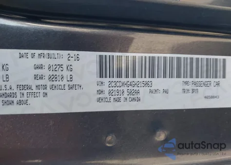 2016 Dodge Charger Sxt z USA, uszkodzony, nr VIN 2C3CDXHG4GH215063